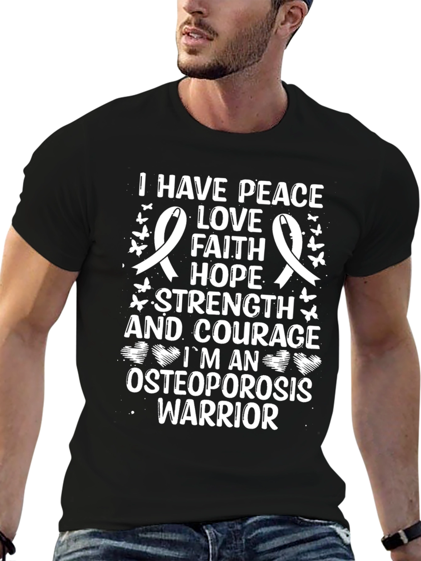 Peace Love Faith Hope Osteoporosis Warrior T-Shirt