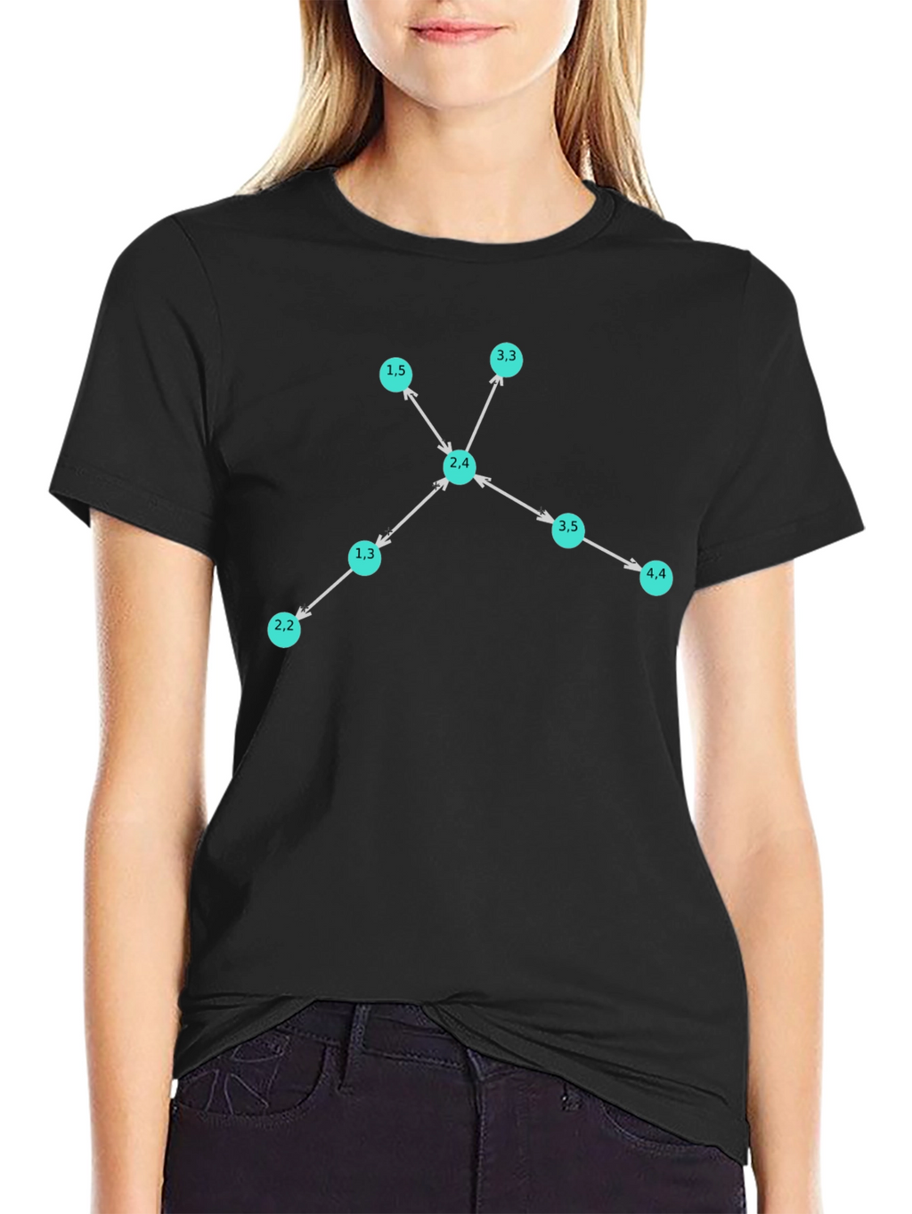 Black T-Shirt with Graphic Network Design
