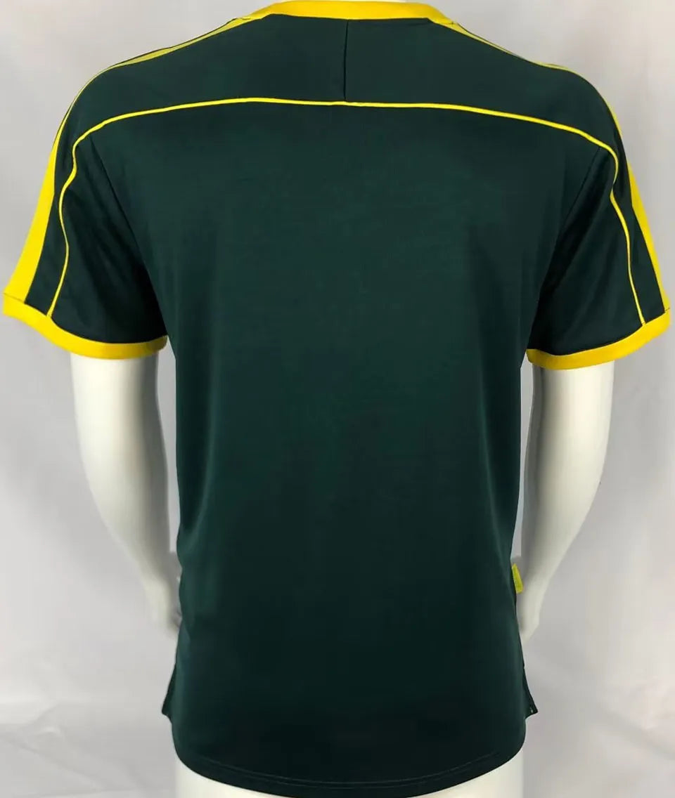1998 Brazil GK Dark Green Retro Soccer Jersey Detail 2