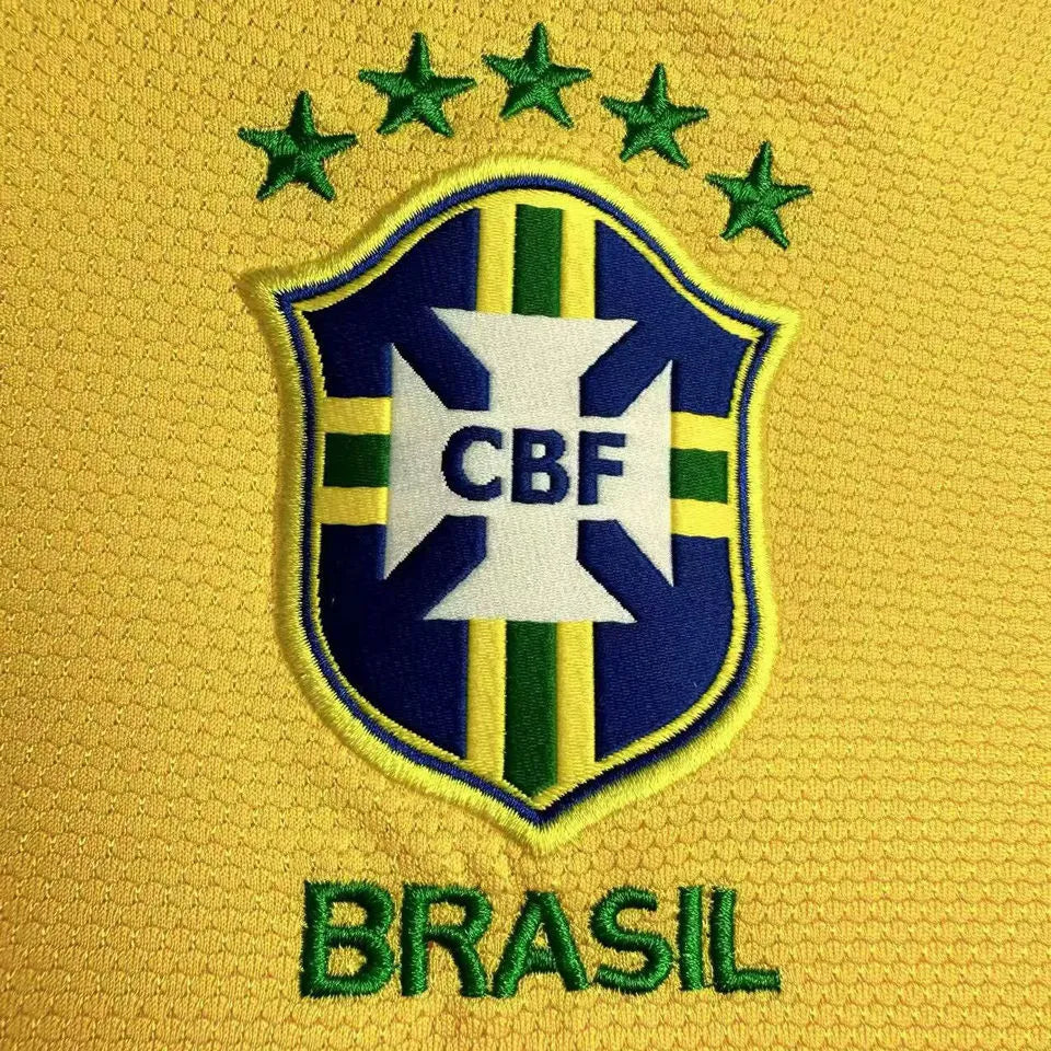 2012/13 Brazil Home Yellow Retro Soccer Jersey Detail 2