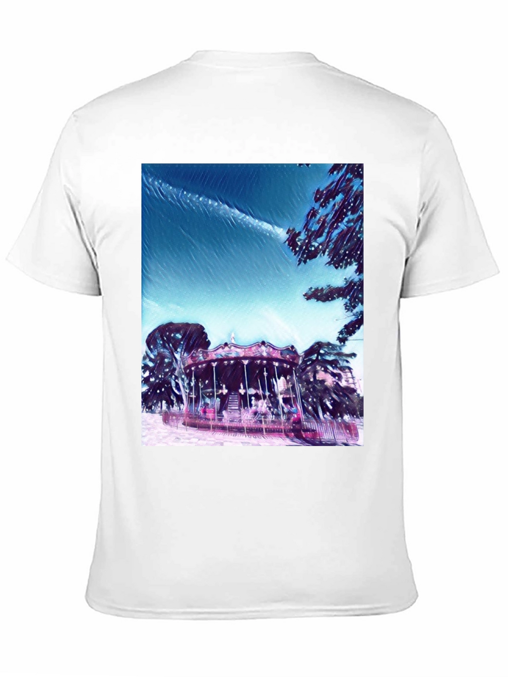 Whimsical Carousel Graphic Tee - Black Cotton Comfort