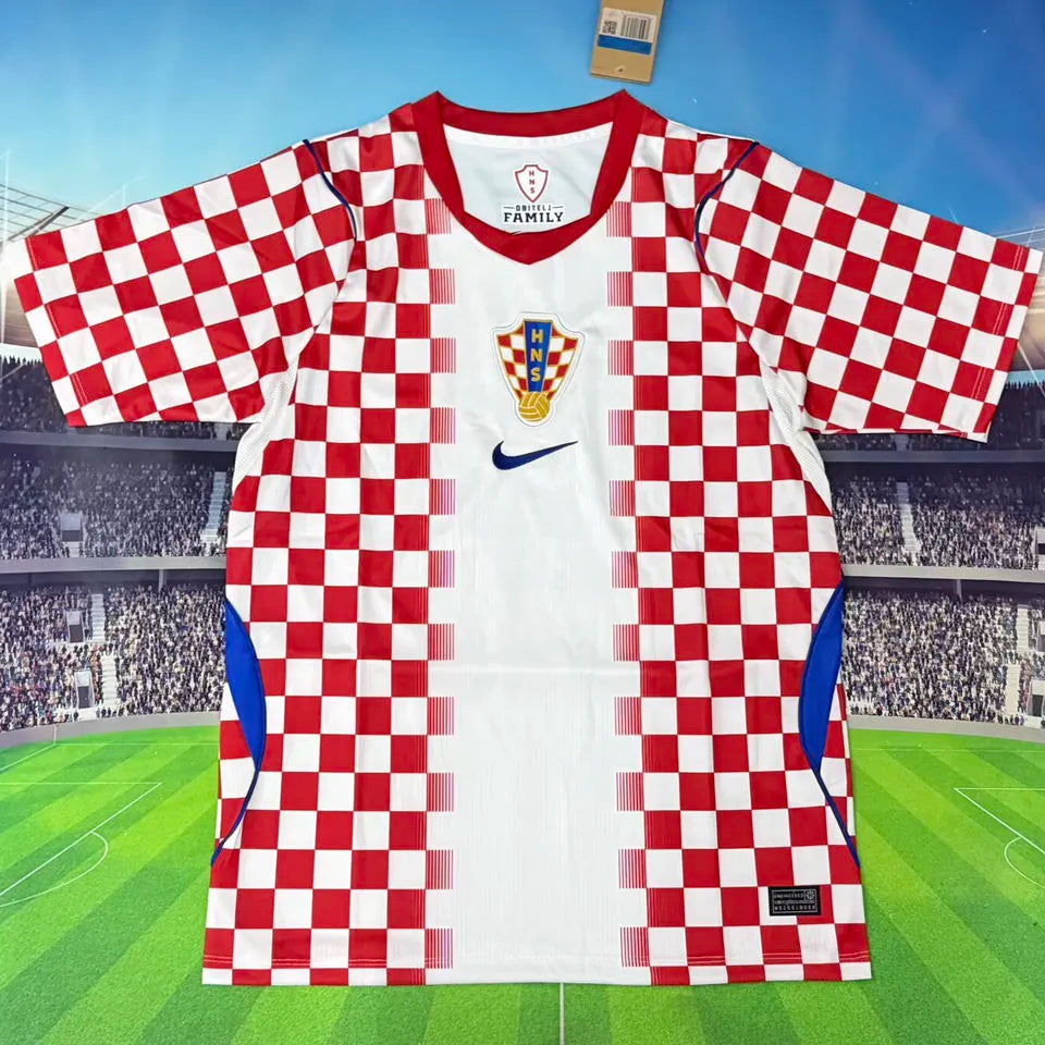 2026/27 Croatia Home Fans Soccer Jersey (Have Right Patch 有右臂章 黑底白字） Back