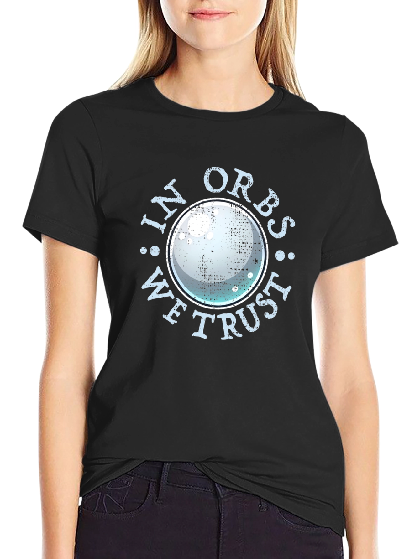 In Orbs We Trust Graphic Tee - Black Cotton T-Shirt