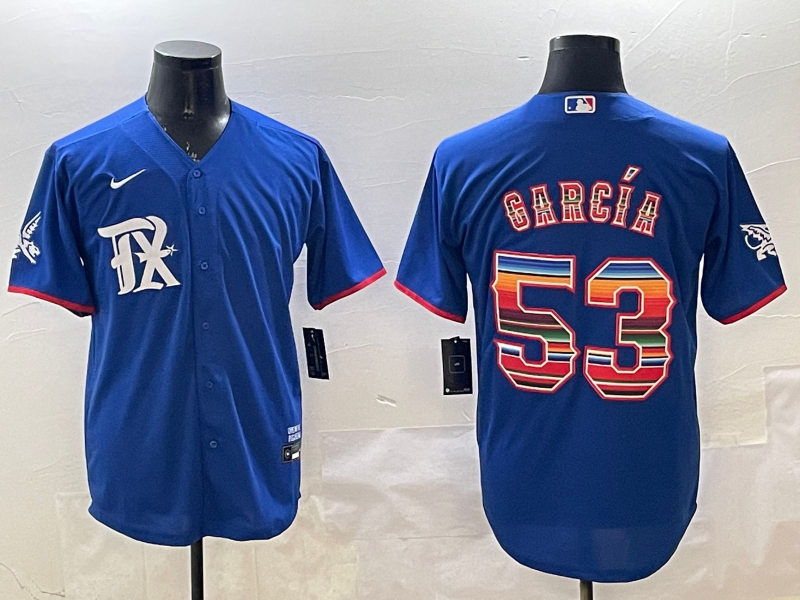 Men's Texas Rangers Adolis Garcia #53 Royal Alternate Replica Player Jerseys