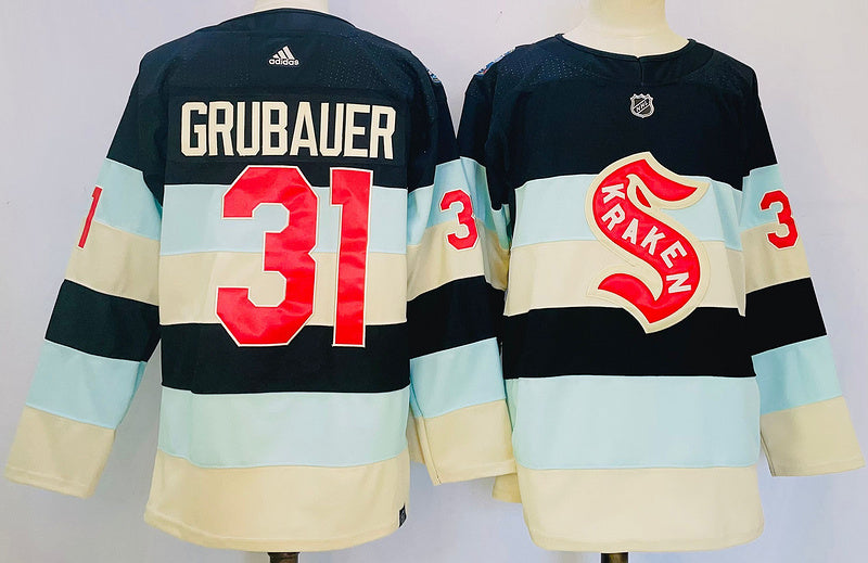 Men's Seattle Kraken Philipp Grubauer #31 Deep Sea Blue 2024 NHL Winter Classic Breakaway Player Jerseys