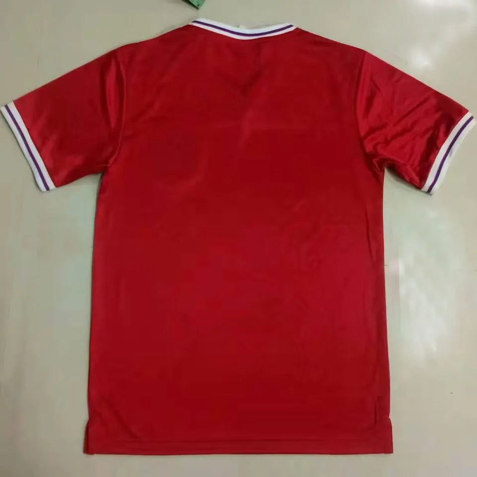 1982 England Away Red Retro Soccer Jersey Detail 1