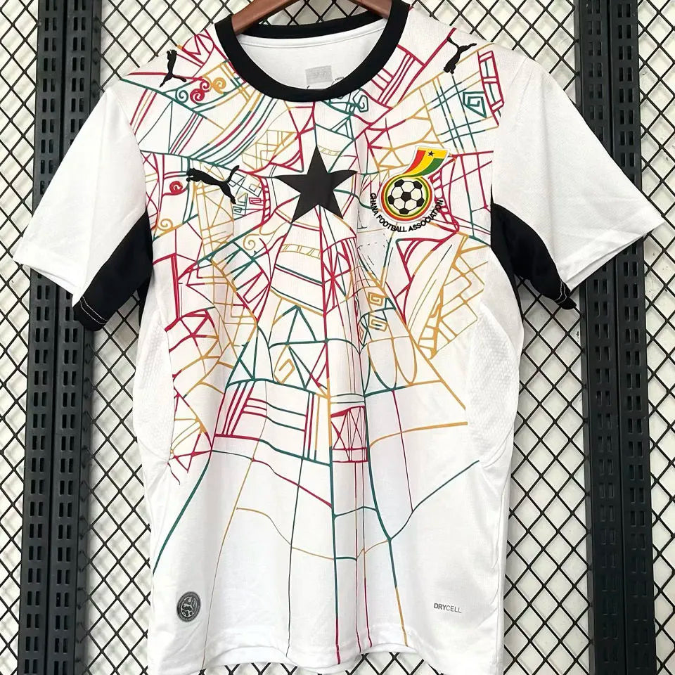 2026/27 Ghana Home White Fans Soccer Jersey (Have Right Patch 有右臂章 黑底白字） Back