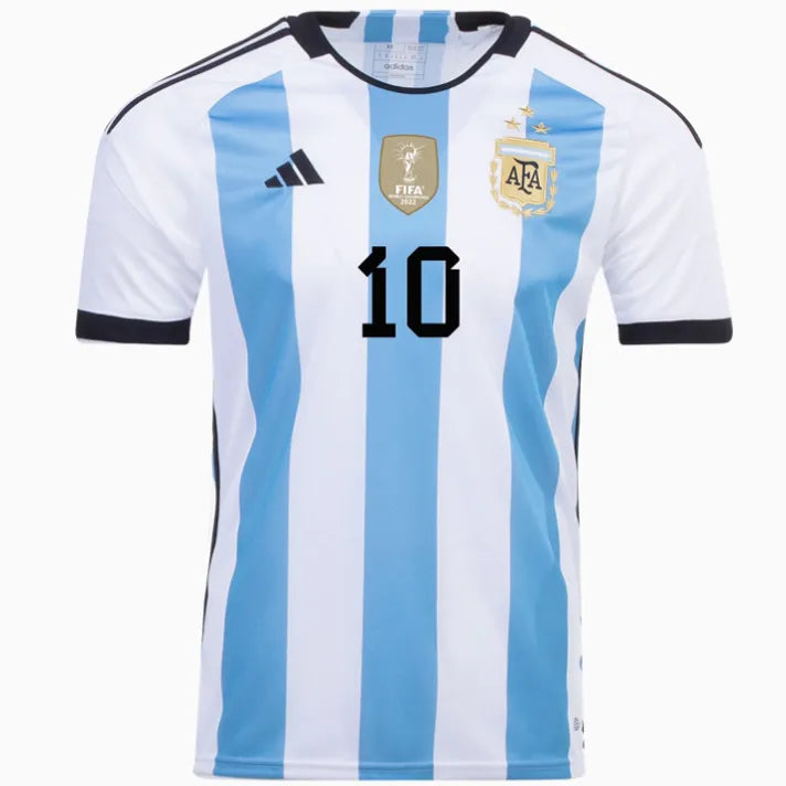 MESSI #10 Argentina 1:1 Quality Home 1:1 Fans Jersey (3 Stars And 3 Stars Font 3星字体) 2022/23 ★★ Back