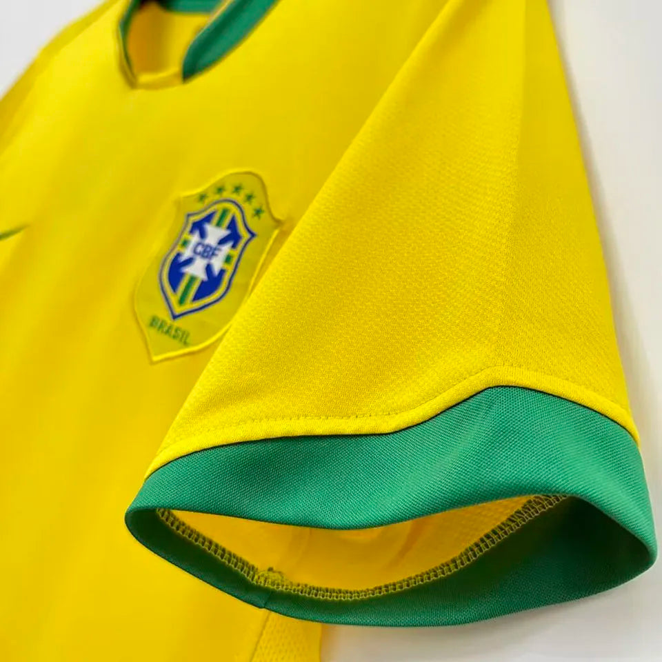 2006 Brazil Home Yellow Retro Soccer Jersey Detail 4