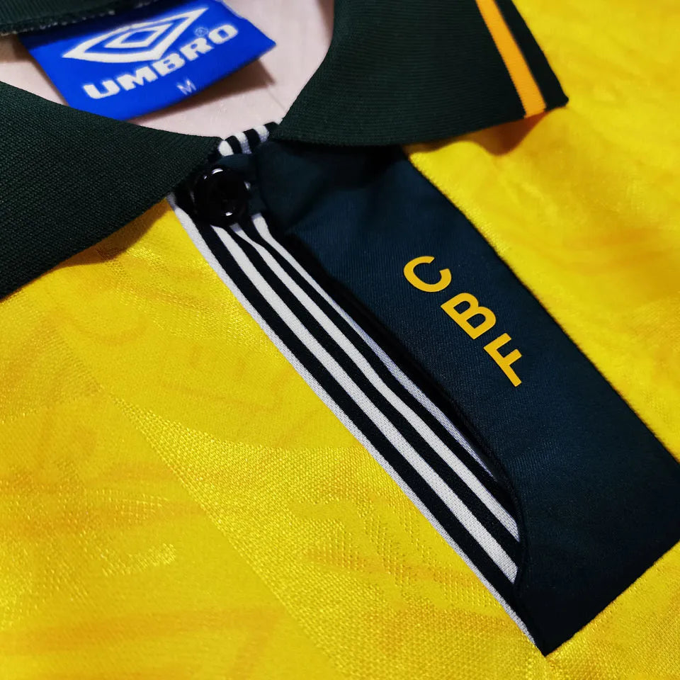 1991/93 Brazil Home Yellow Retro Soccer Jersey Detail 3