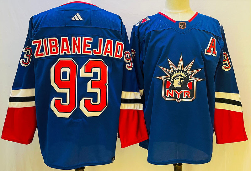 Men's New York Rangers Mika Zibanejad #93 Blue Jerseys