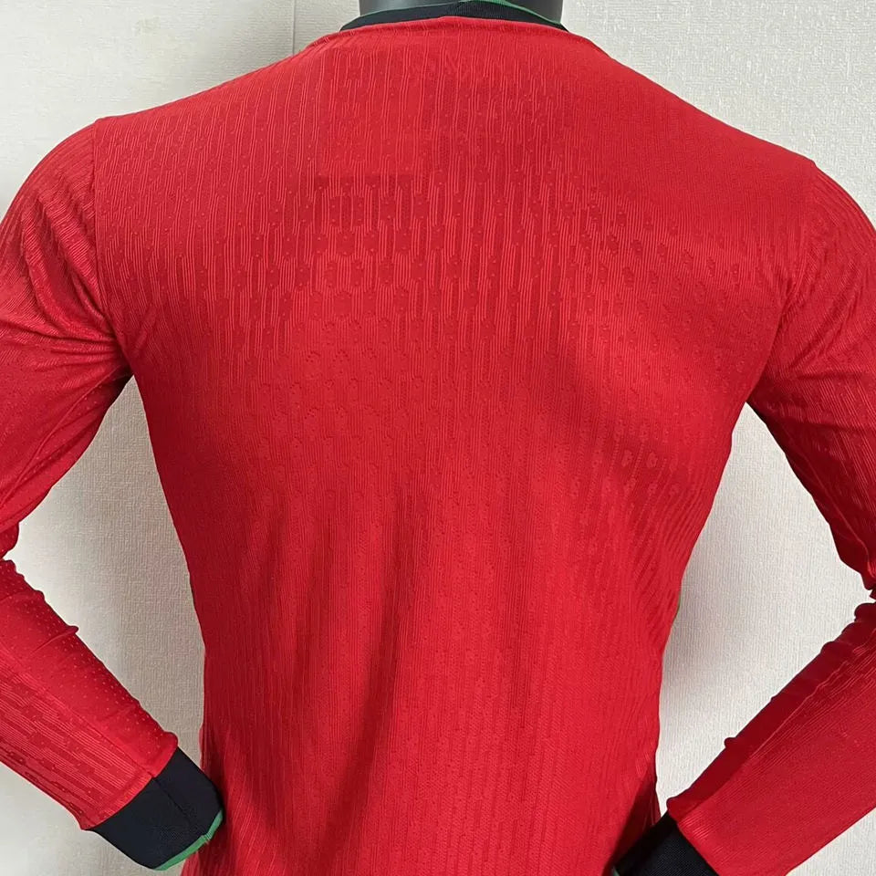 2024/25 Portugal Home Red Player Version Long Sleeve Jersey Back