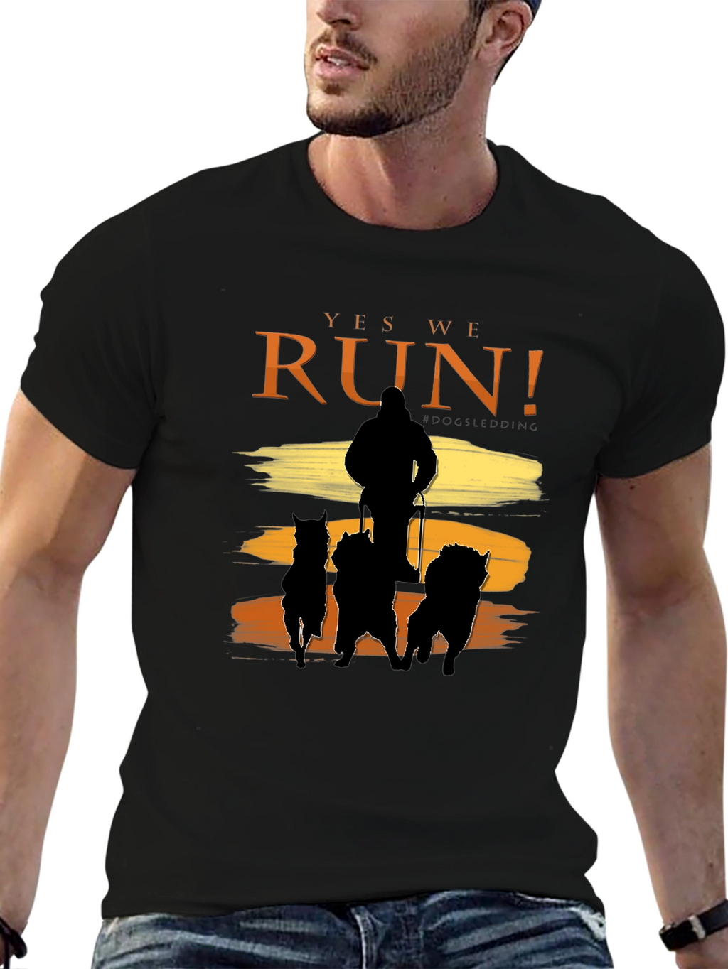 Yes We Run! Black Dog Sledding Graphic Tee