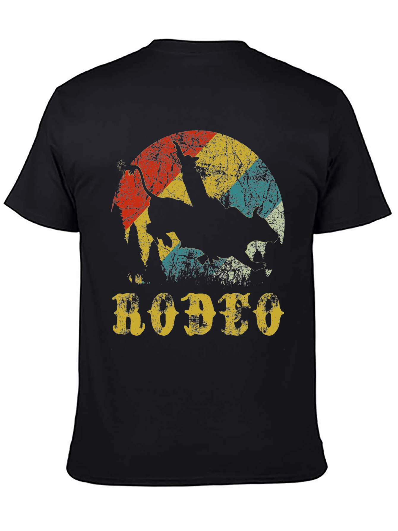 Vintage Rodeo Bull Rider Graphic Tee - Black