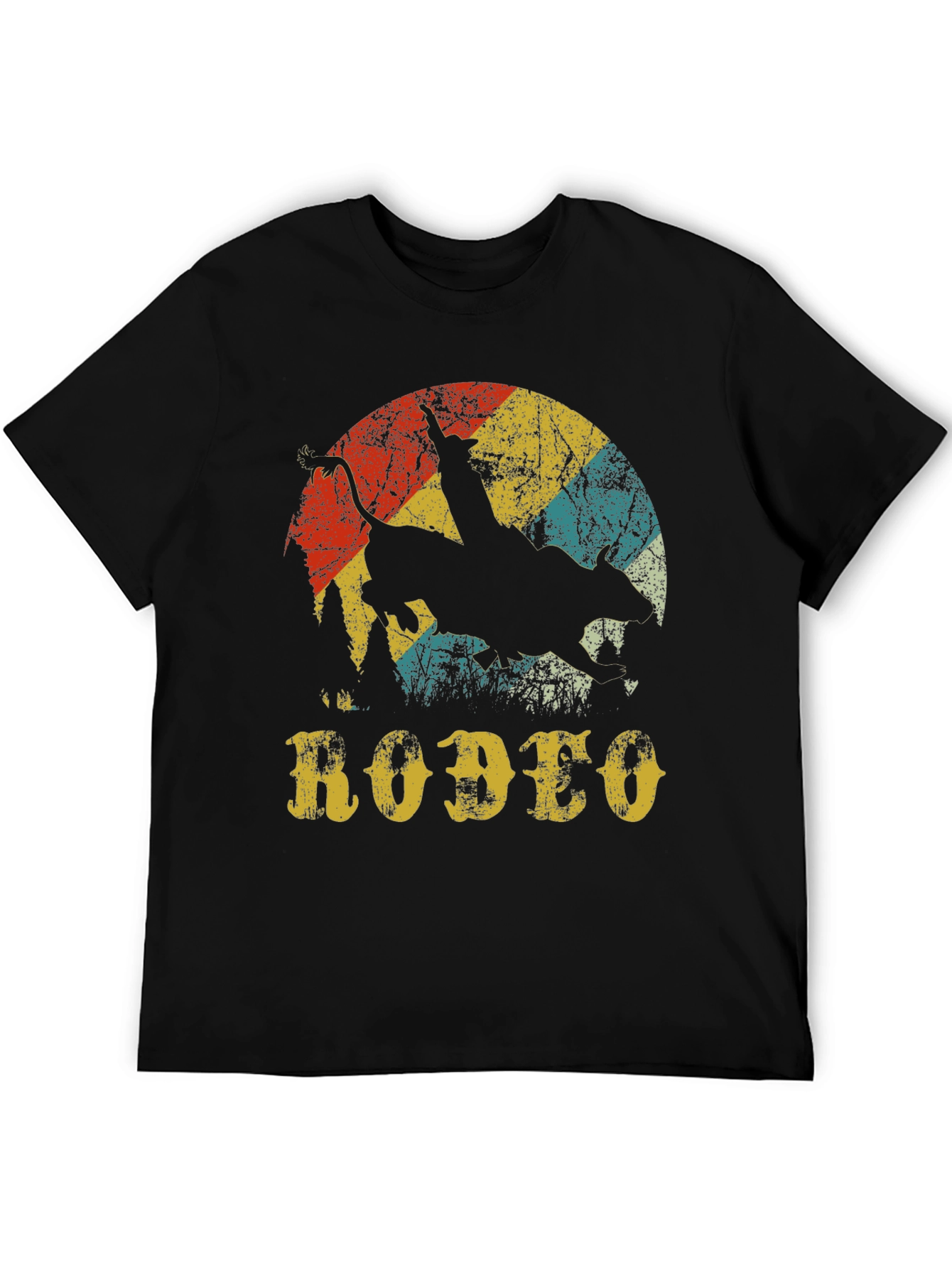 Vintage Rodeo Bull Rider Graphic Tee - Black