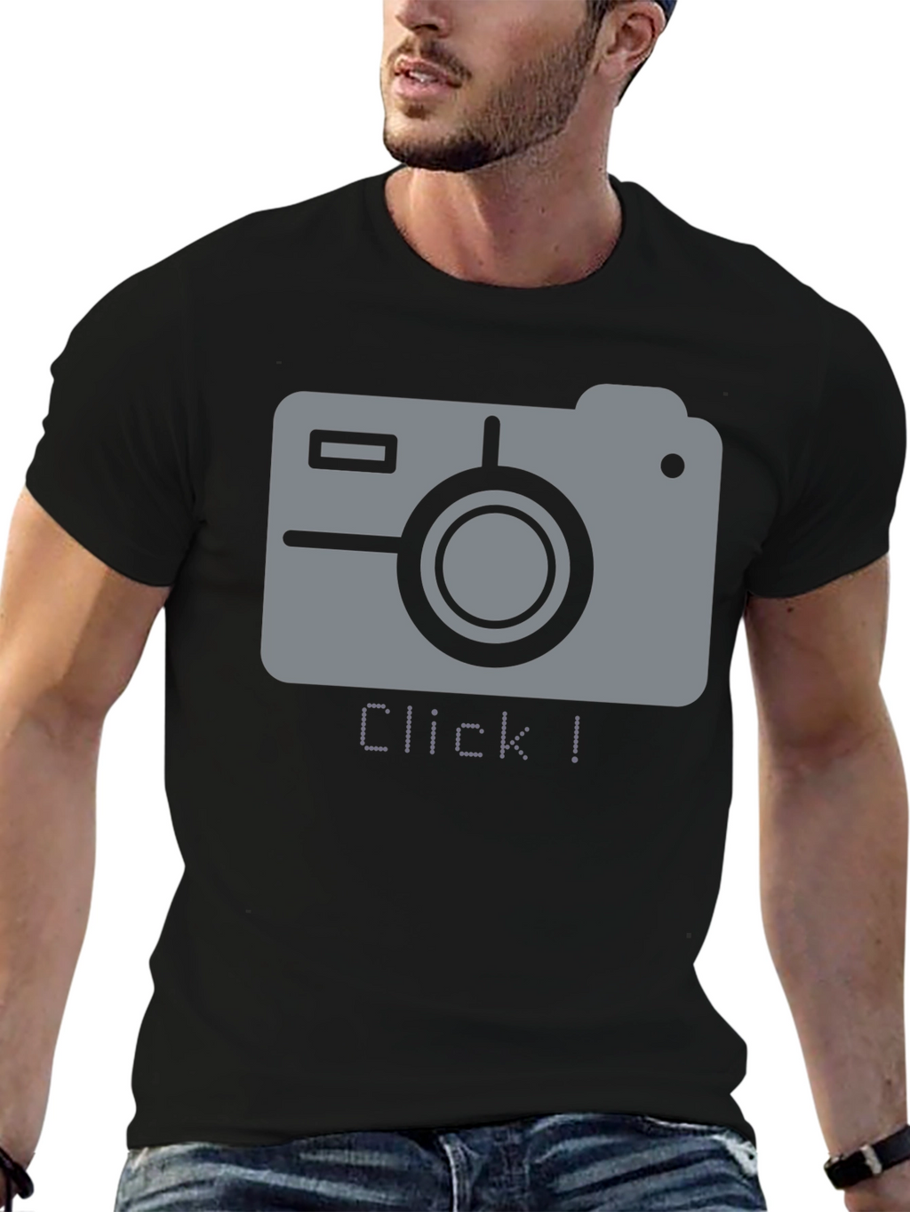 Click! Camera Graphic Black T-Shirt