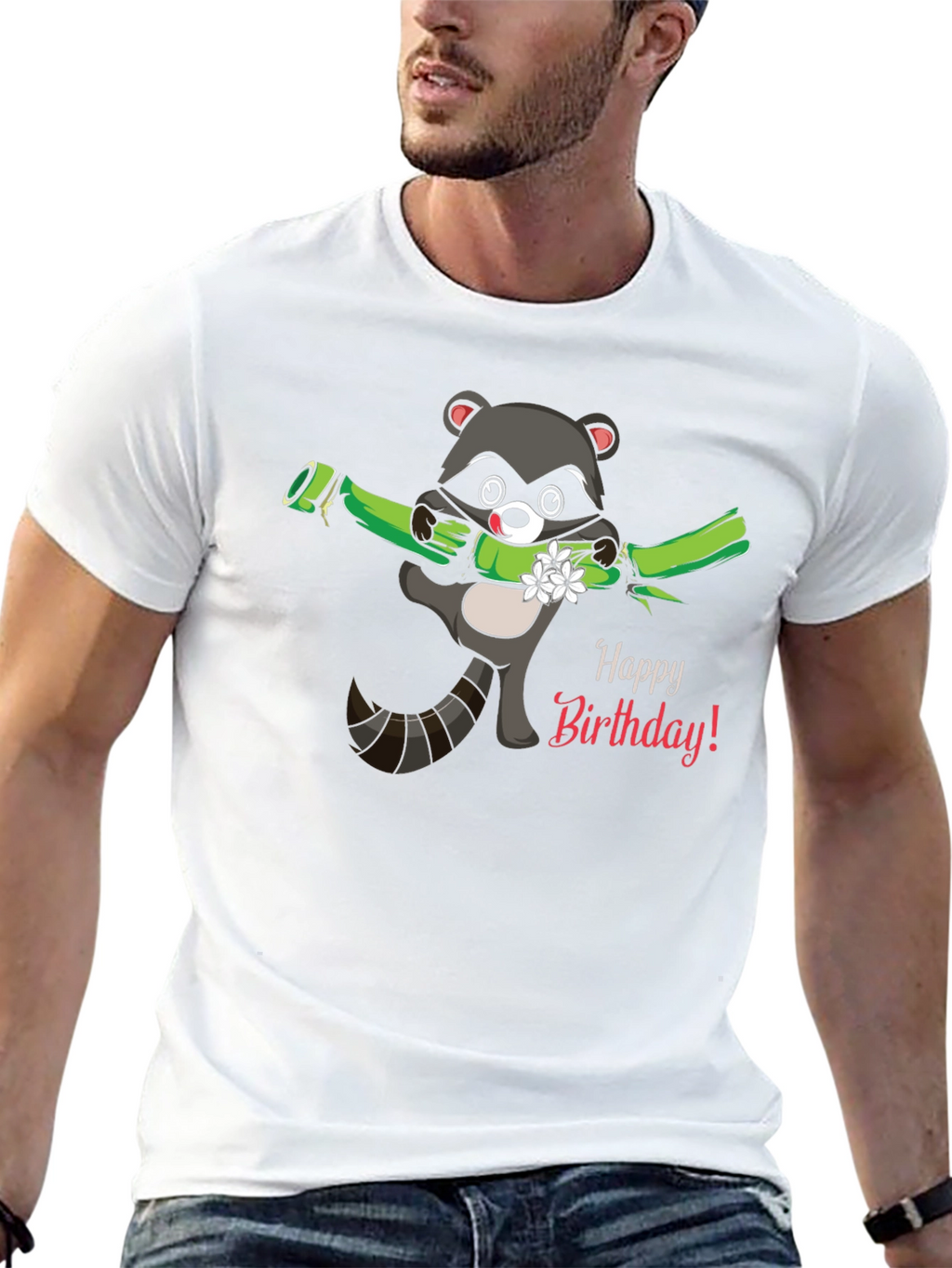 Happy Birthday Raccoon Graphic Tee