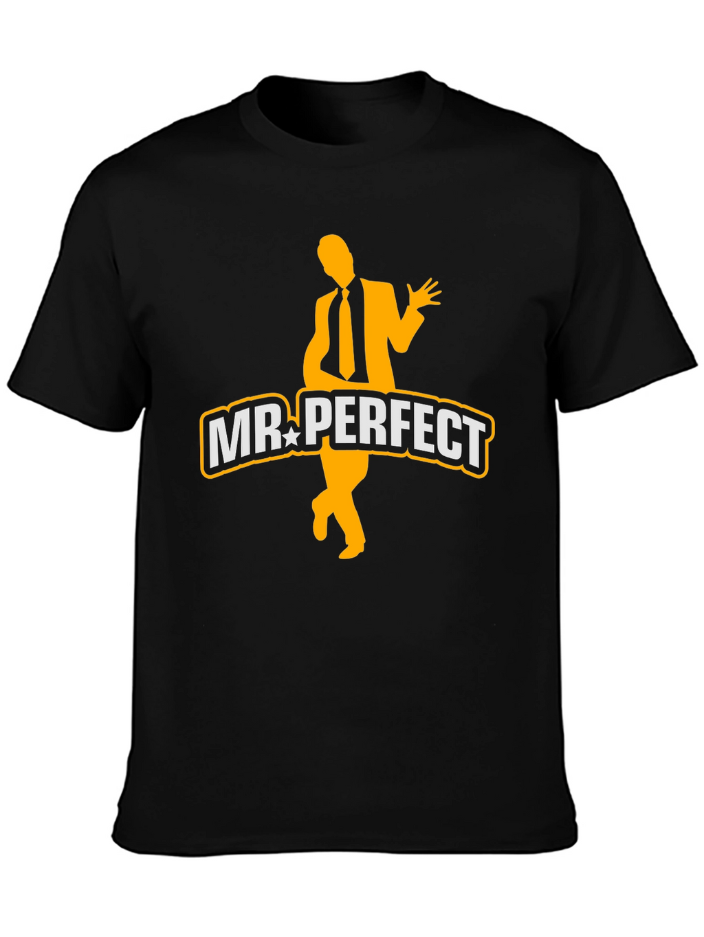 Mr. Perfect Graphic Tee - Black Cotton Blend T-Shirt
