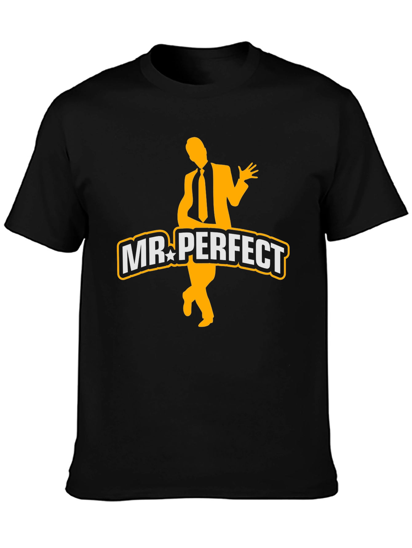 Mr. Perfect Graphic Tee - Black Cotton Blend T-Shirt