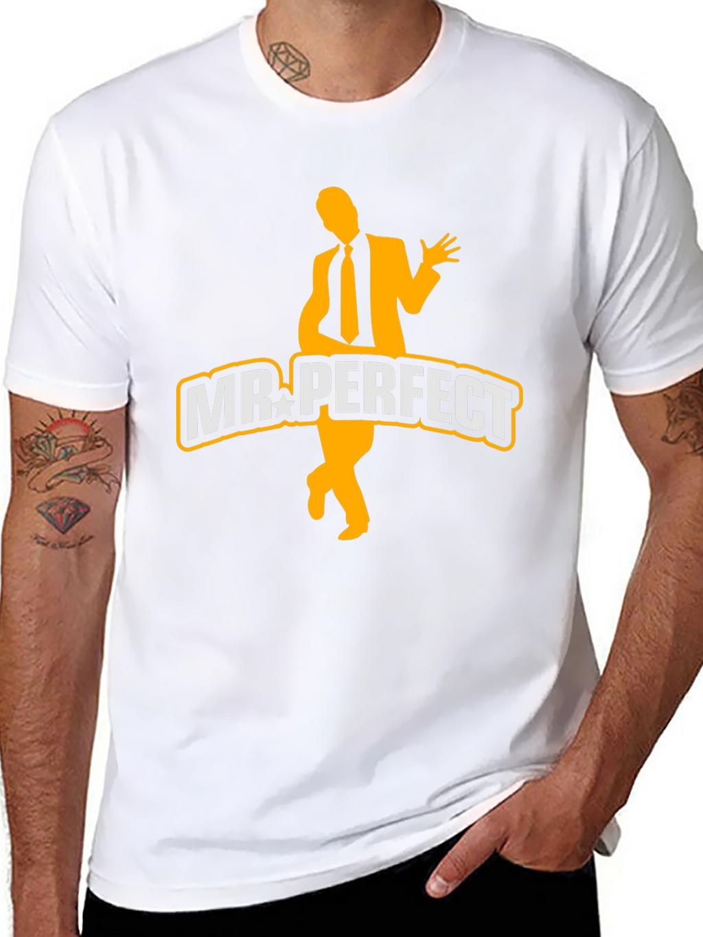 Mr. Perfect Graphic Tee - Black Cotton Blend T-Shirt