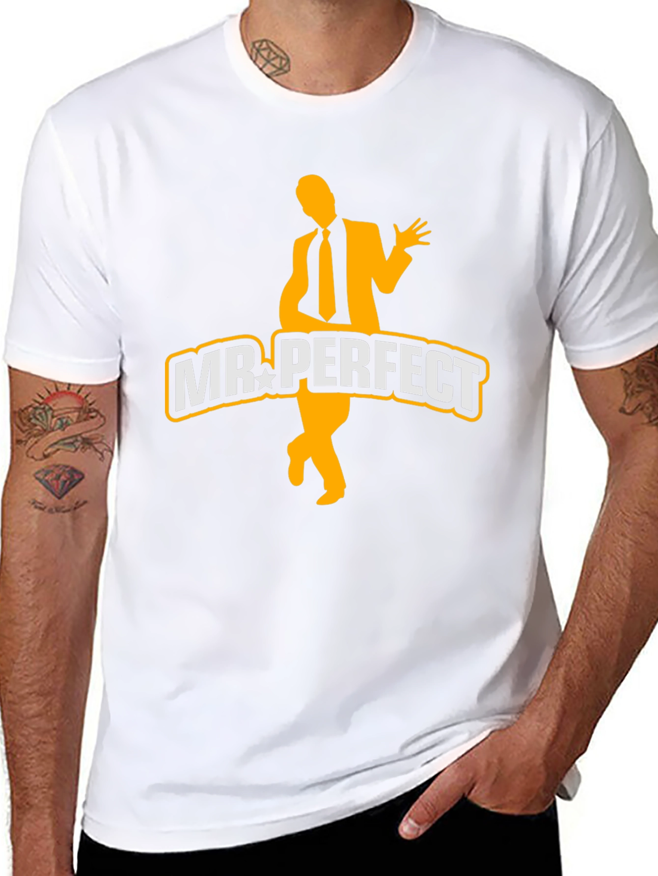 Mr. Perfect Graphic Tee - Black Cotton Blend T-Shirt