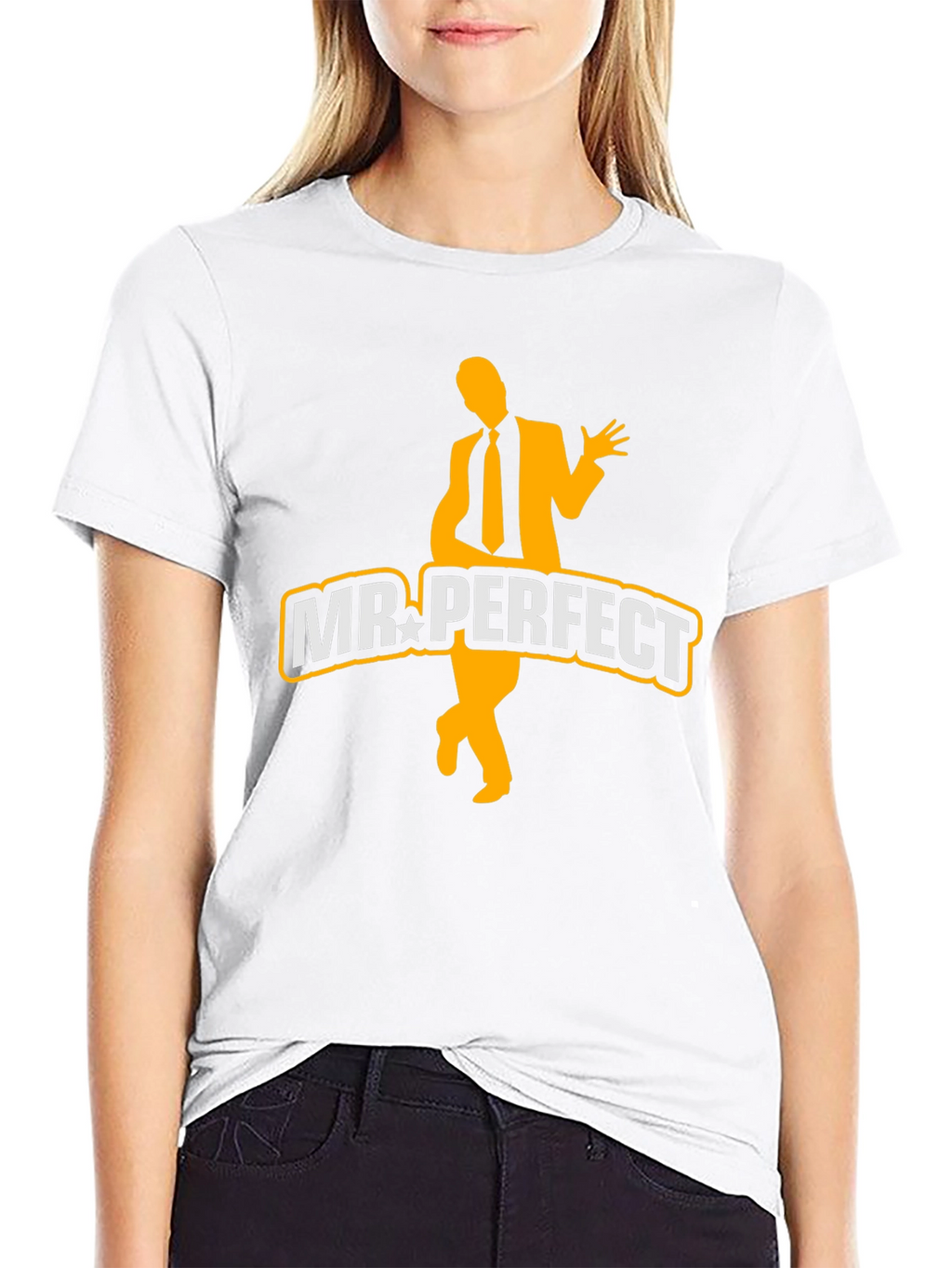 Mr. Perfect Graphic Tee - Black Cotton Blend T-Shirt