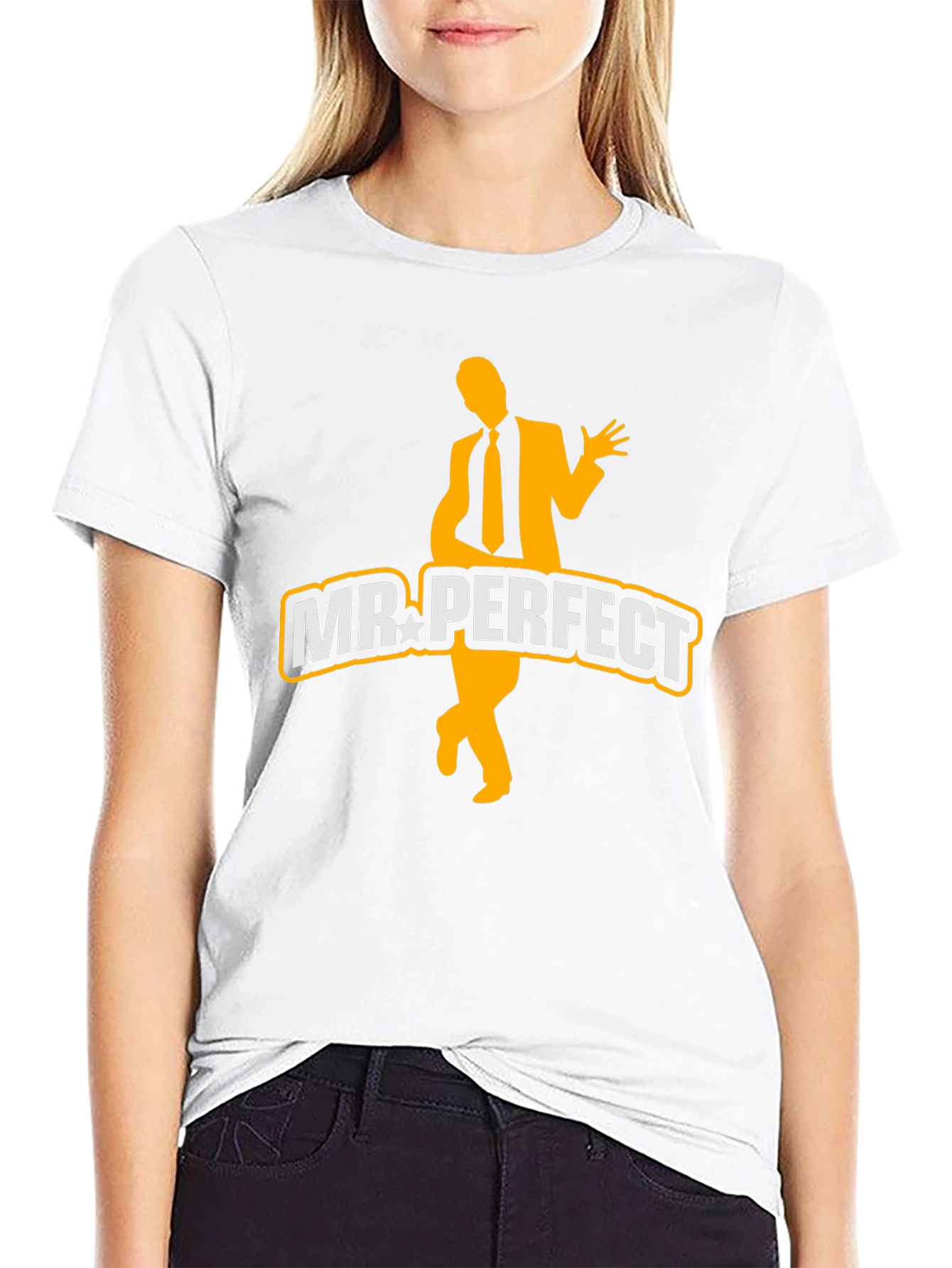 Mr. Perfect Graphic Tee - Black Cotton Blend T-Shirt