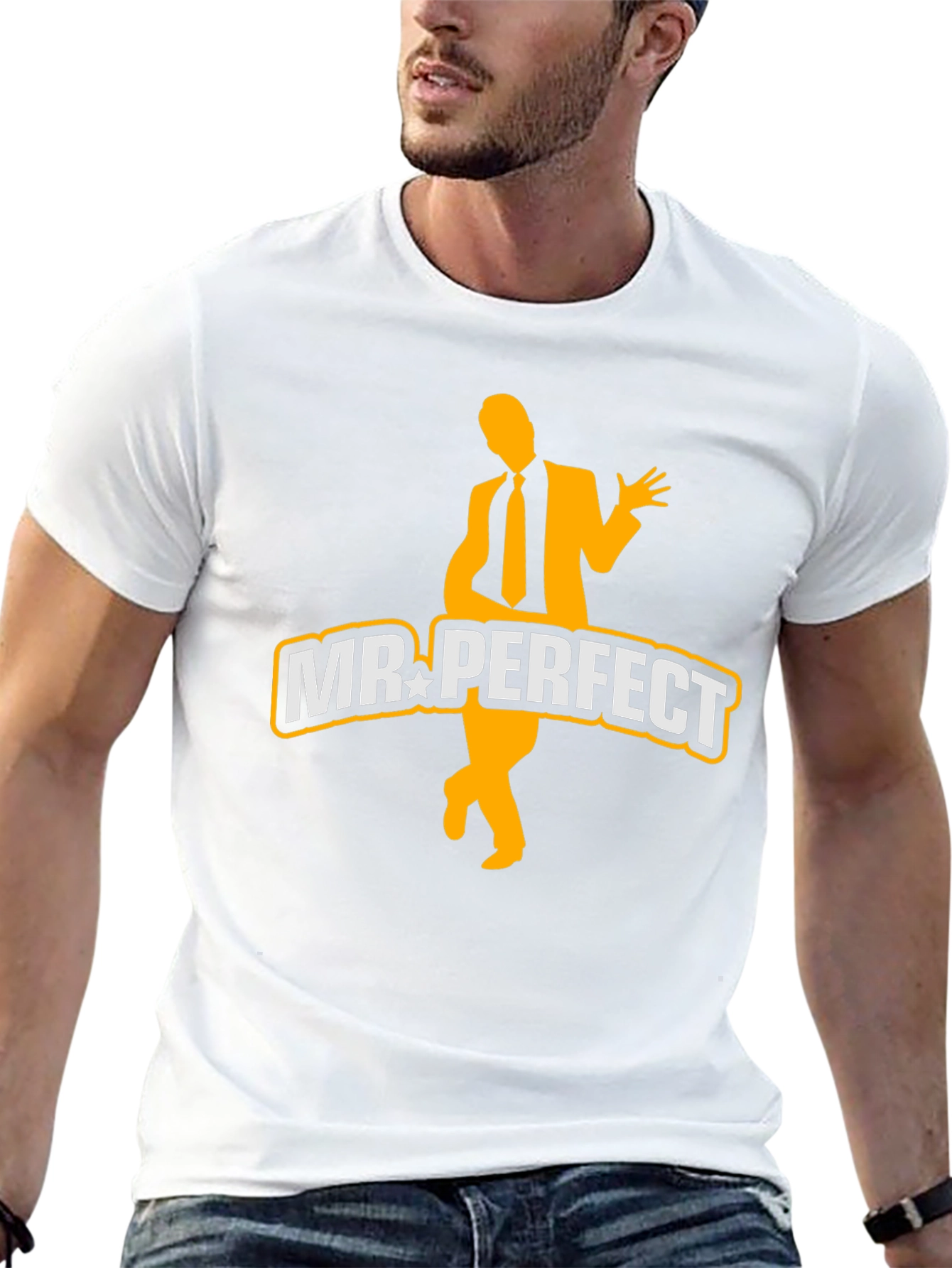Mr. Perfect Graphic Tee - Black Cotton Blend T-Shirt