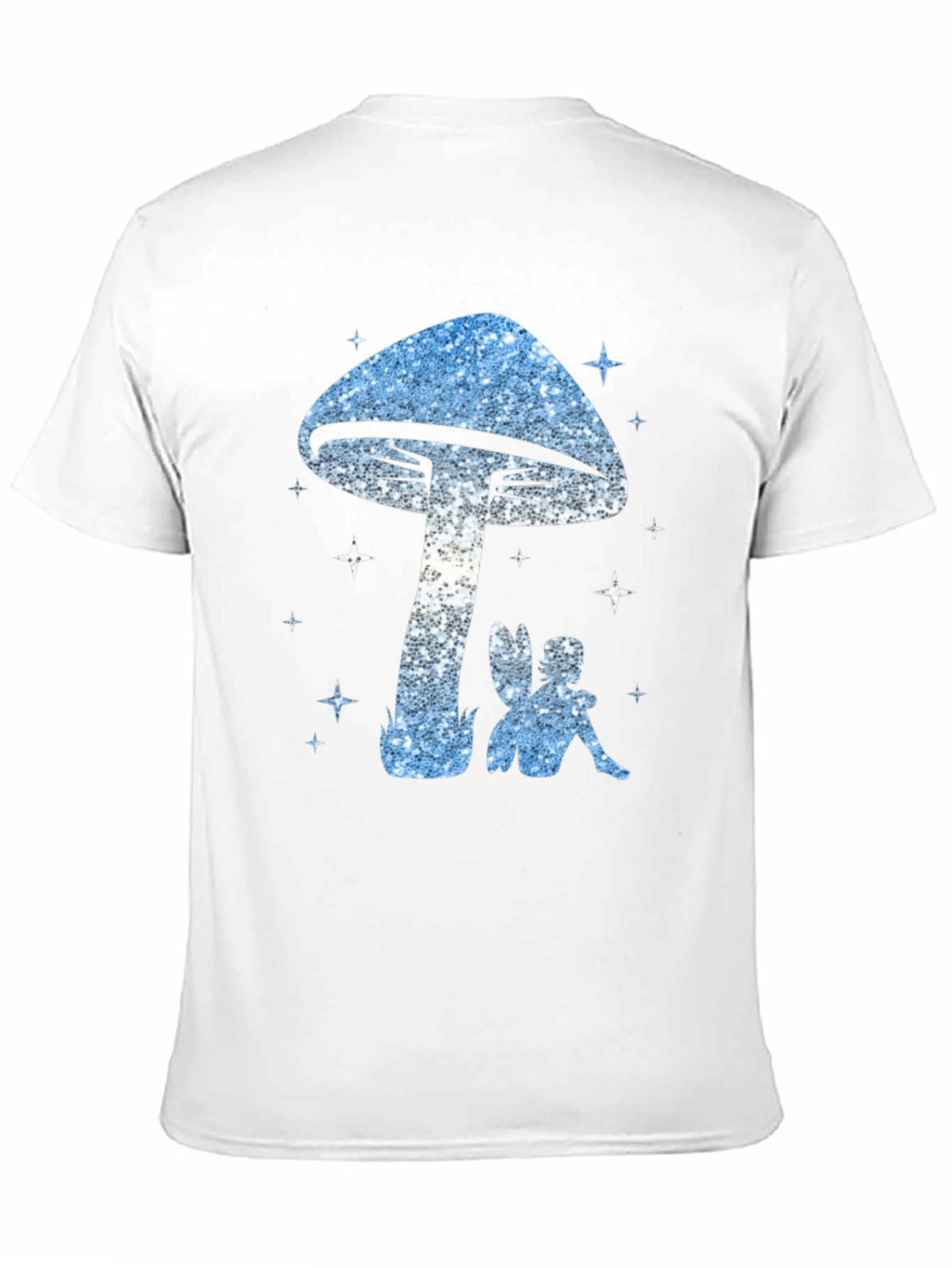 Mushroom Fairy Graphic Tee - Black Cotton Blend