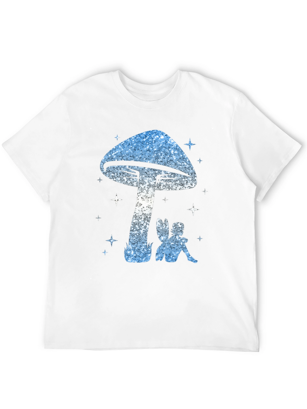 Mushroom Fairy Graphic Tee - Black Cotton Blend