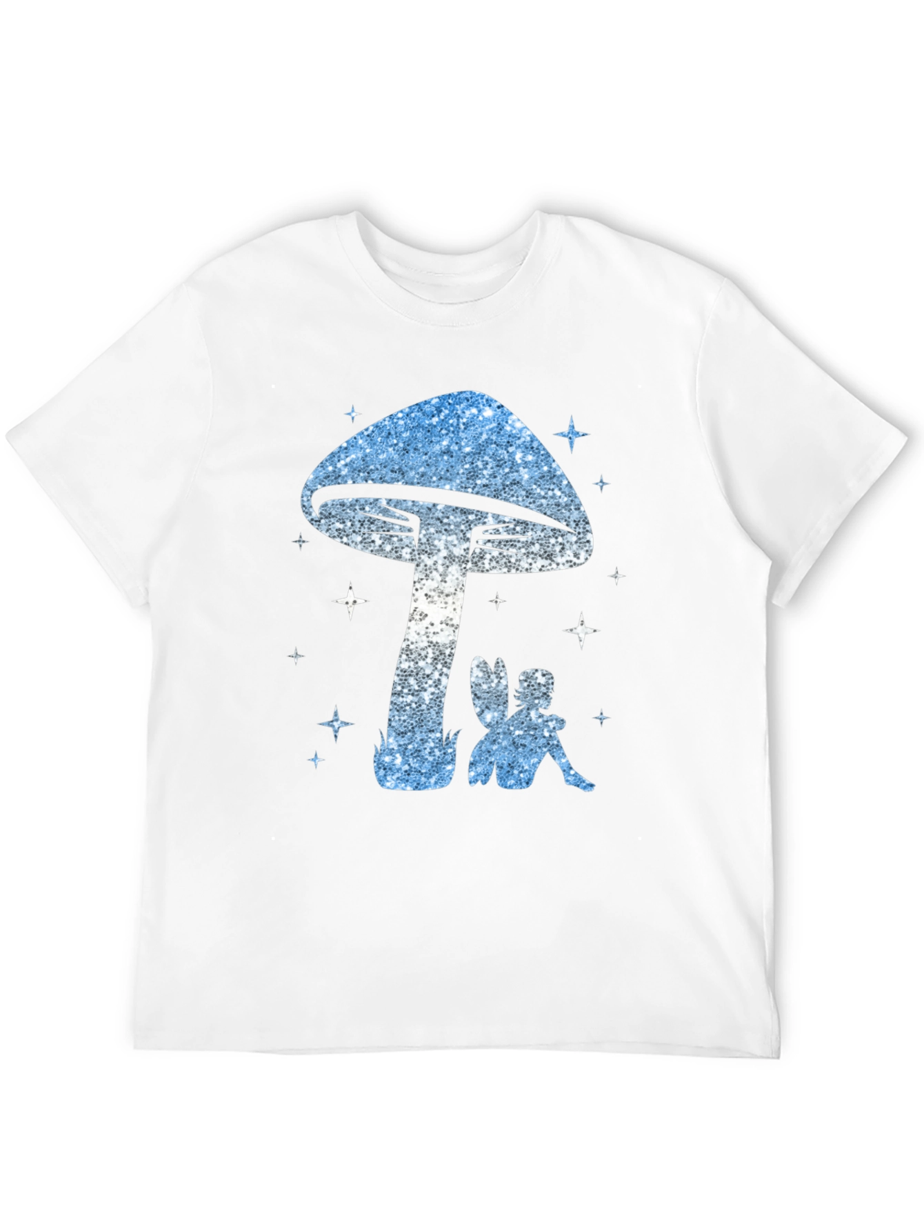 Mushroom Fairy Graphic Tee - Black Cotton Blend