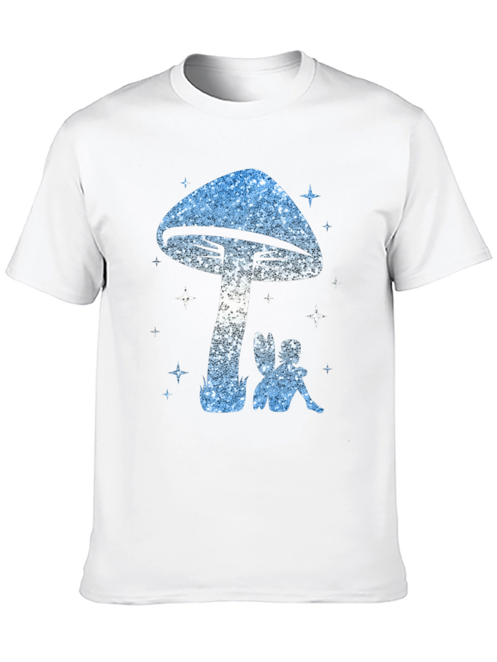 Mushroom Fairy Graphic Tee - Black Cotton Blend