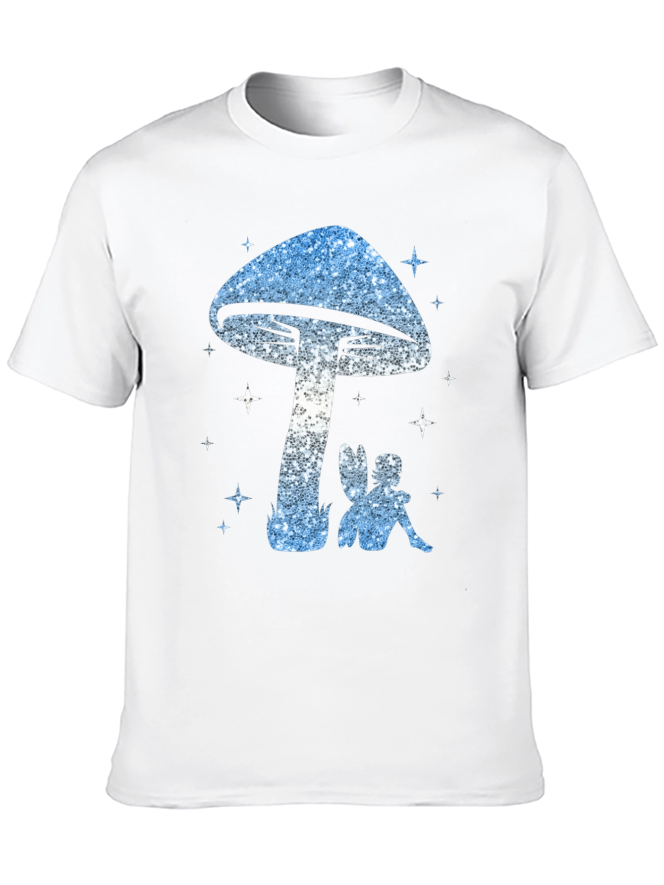 Mushroom Fairy Graphic Tee - Black Cotton Blend