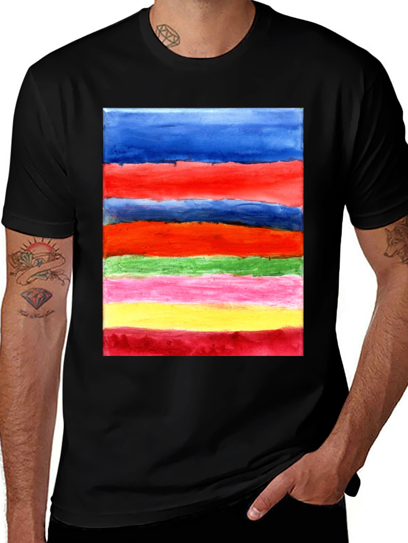 Abstract Striped T-Shirt - Colorful Graphic Tee