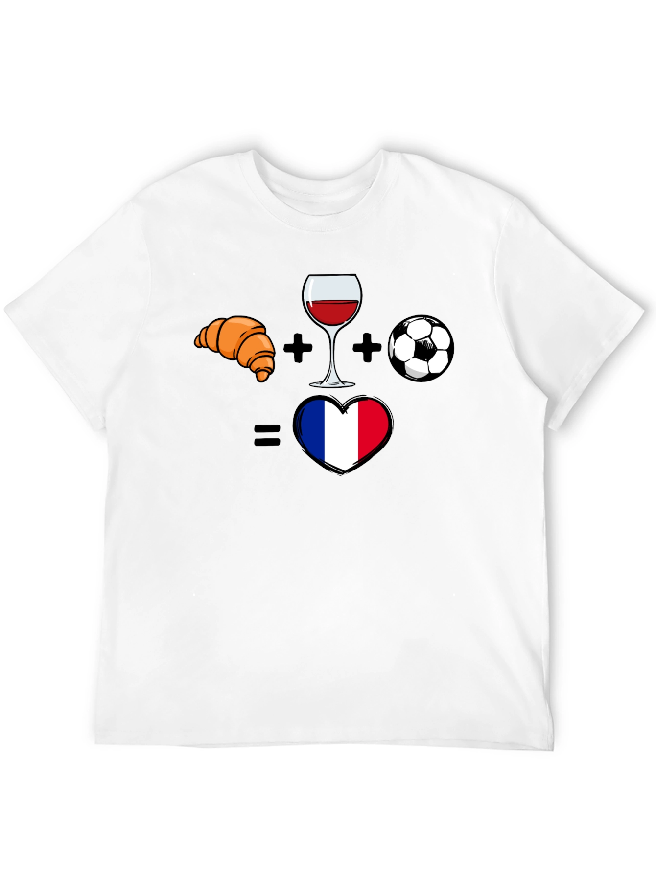 France Love T-Shirt: Croissant Wine Soccer