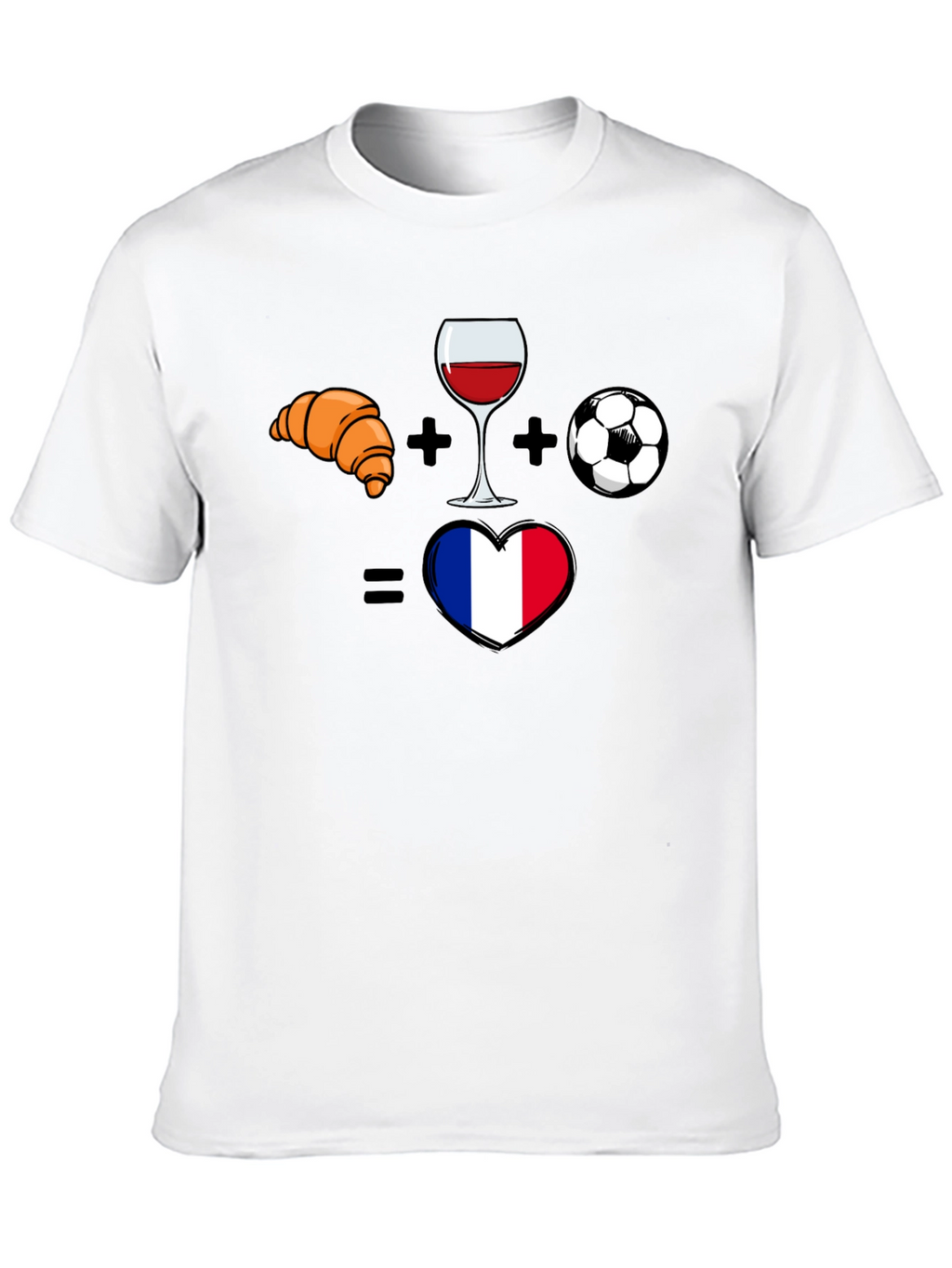 France Love T-Shirt: Croissant Wine Soccer