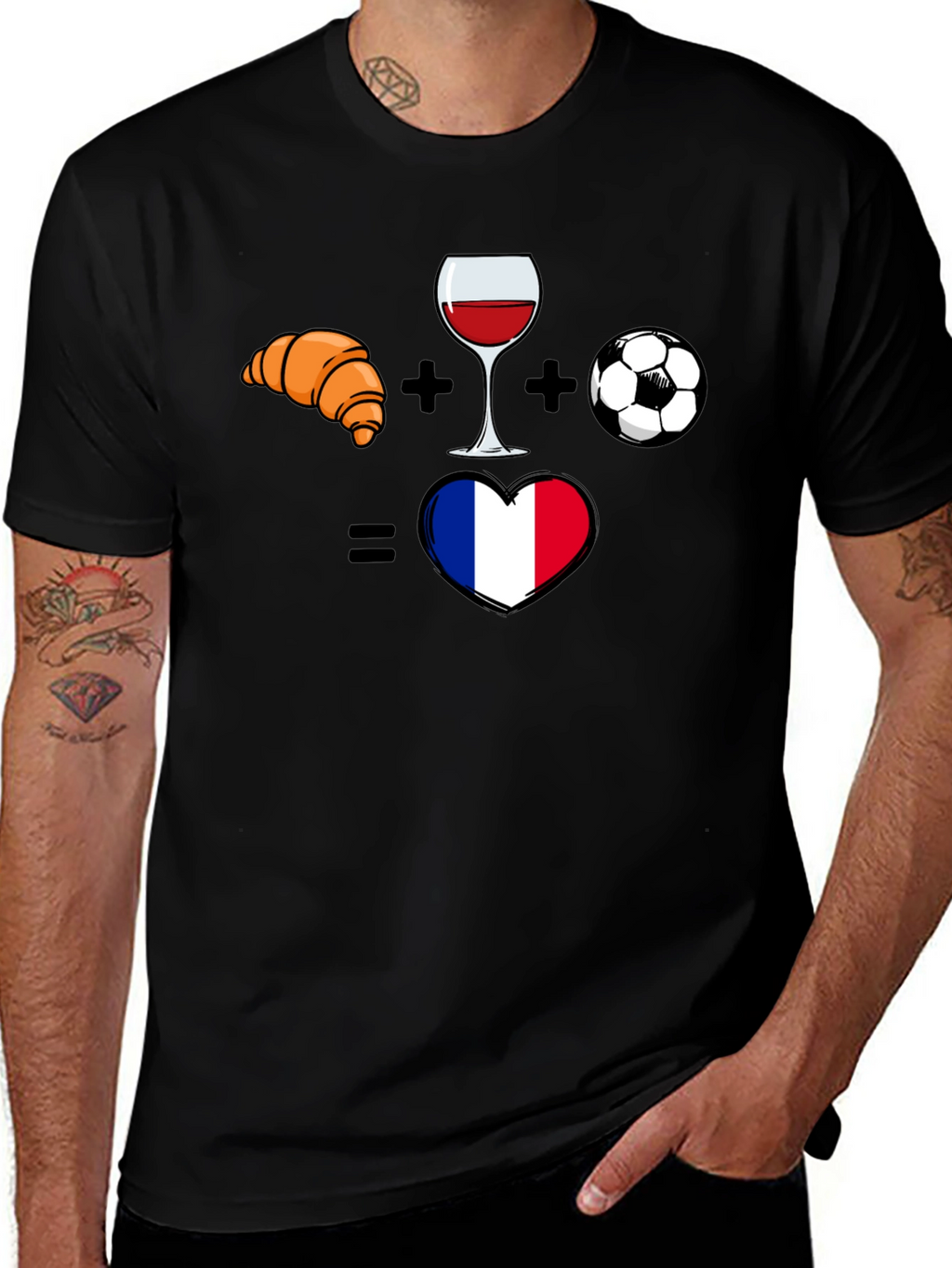 France Love T-Shirt: Croissant Wine Soccer