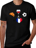 France Love T-Shirt: Croissant Wine Soccer