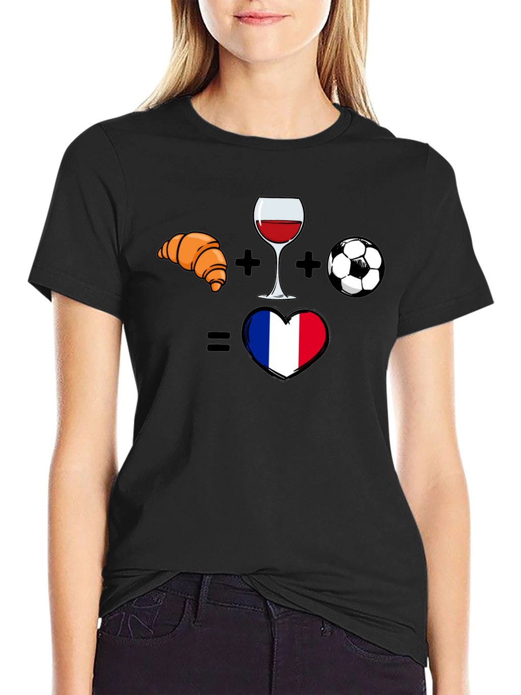 France Love T-Shirt: Croissant Wine Soccer