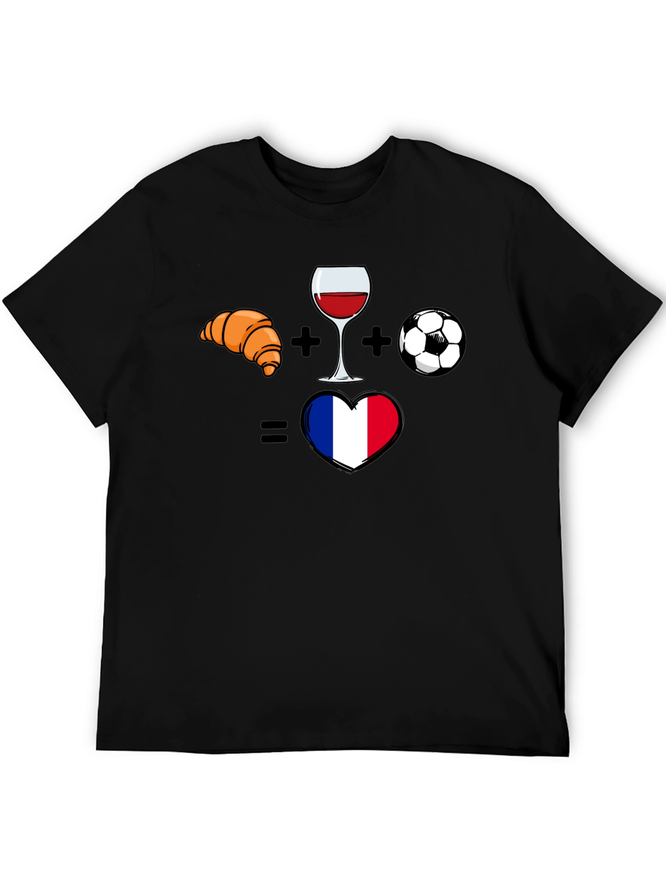 France Love T-Shirt: Croissant Wine Soccer