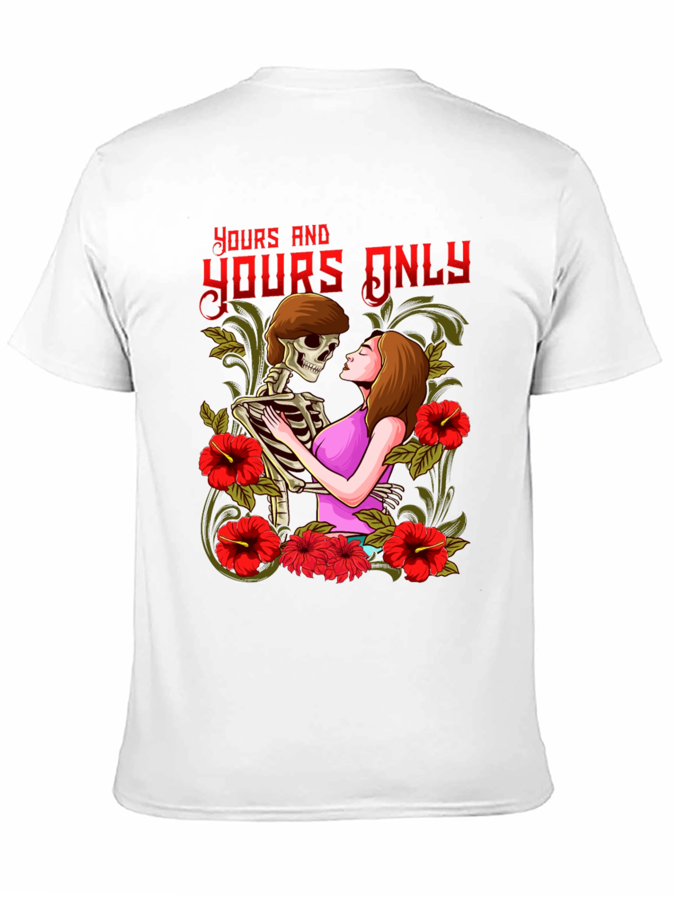 Yours Only Graphic Tee - Skeleton and Woman Embrace
