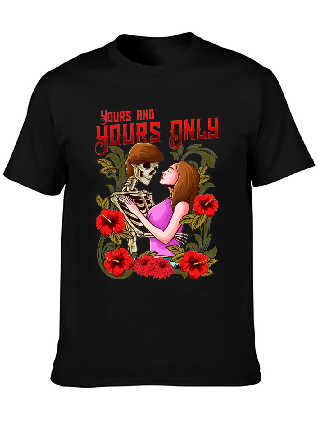 Yours Only Graphic Tee - Skeleton and Woman Embrace