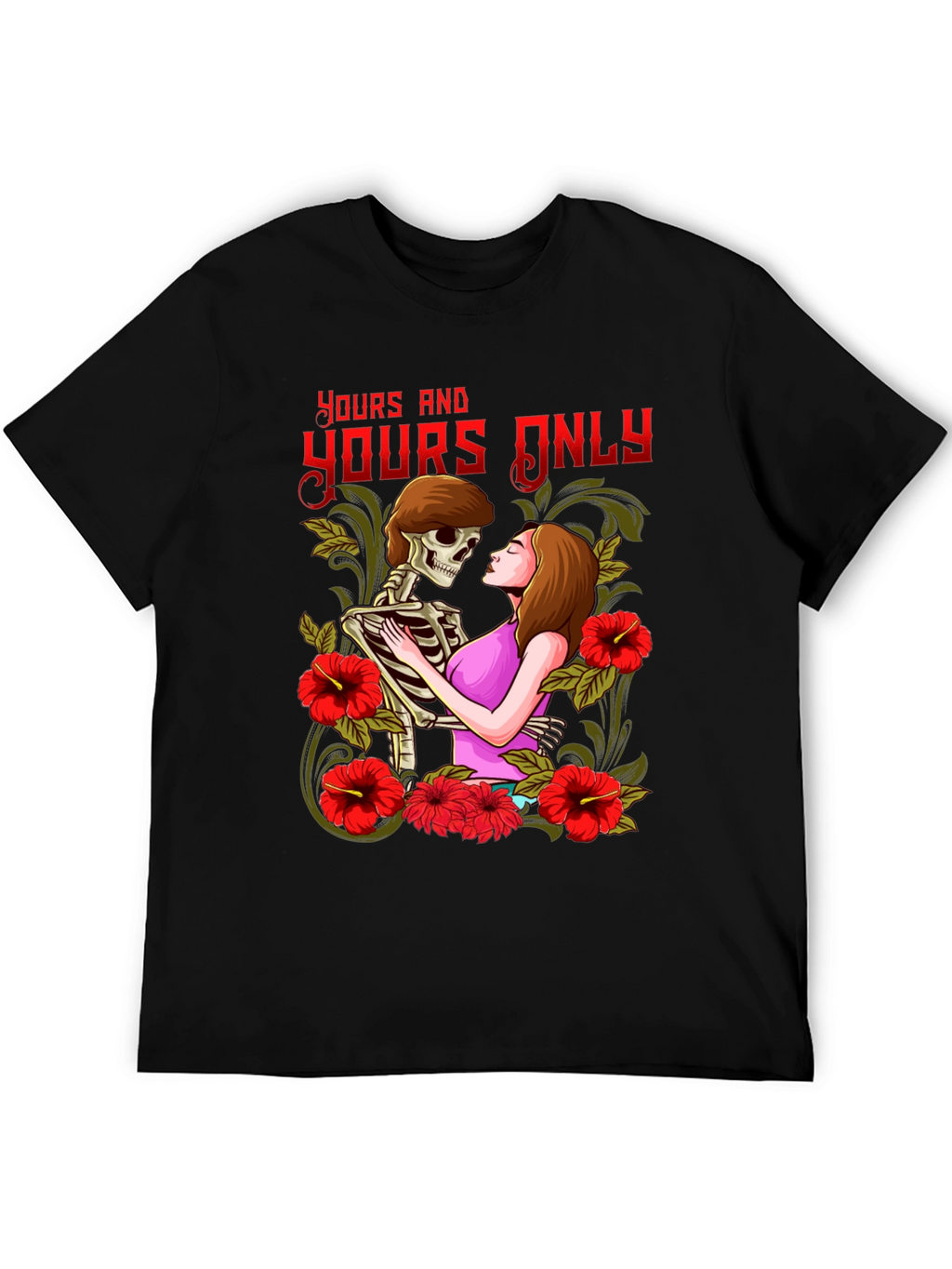 Yours Only Graphic Tee - Skeleton and Woman Embrace