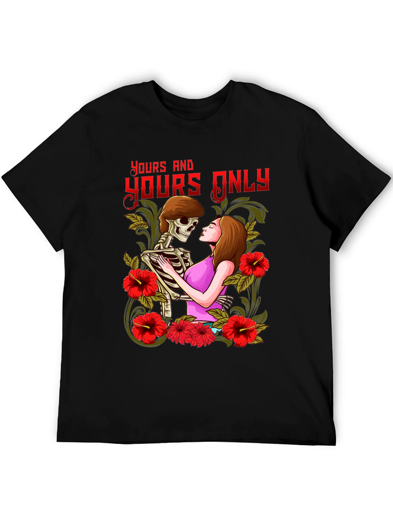 Yours Only Graphic Tee - Skeleton and Woman Embrace