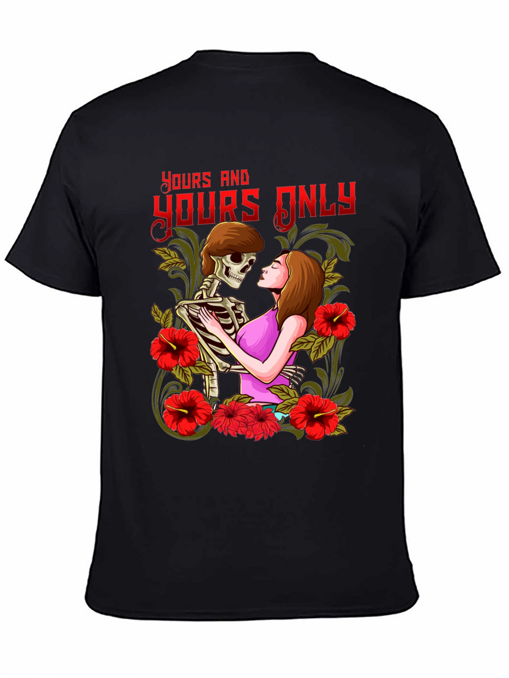 Yours Only Graphic Tee - Skeleton and Woman Embrace