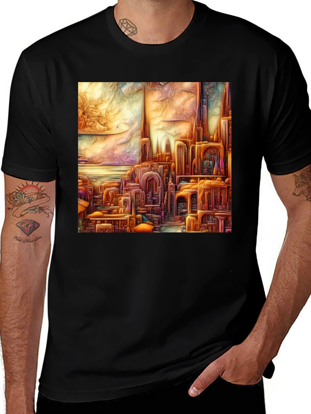 Art Nouveau Cityscape Graphic Tee