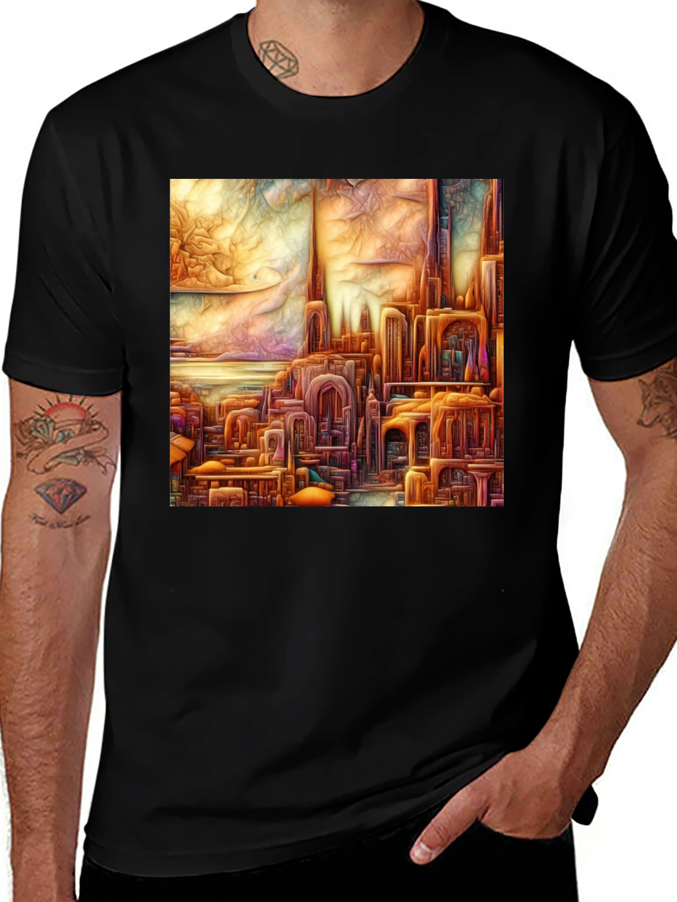 Art Nouveau Cityscape Graphic Tee