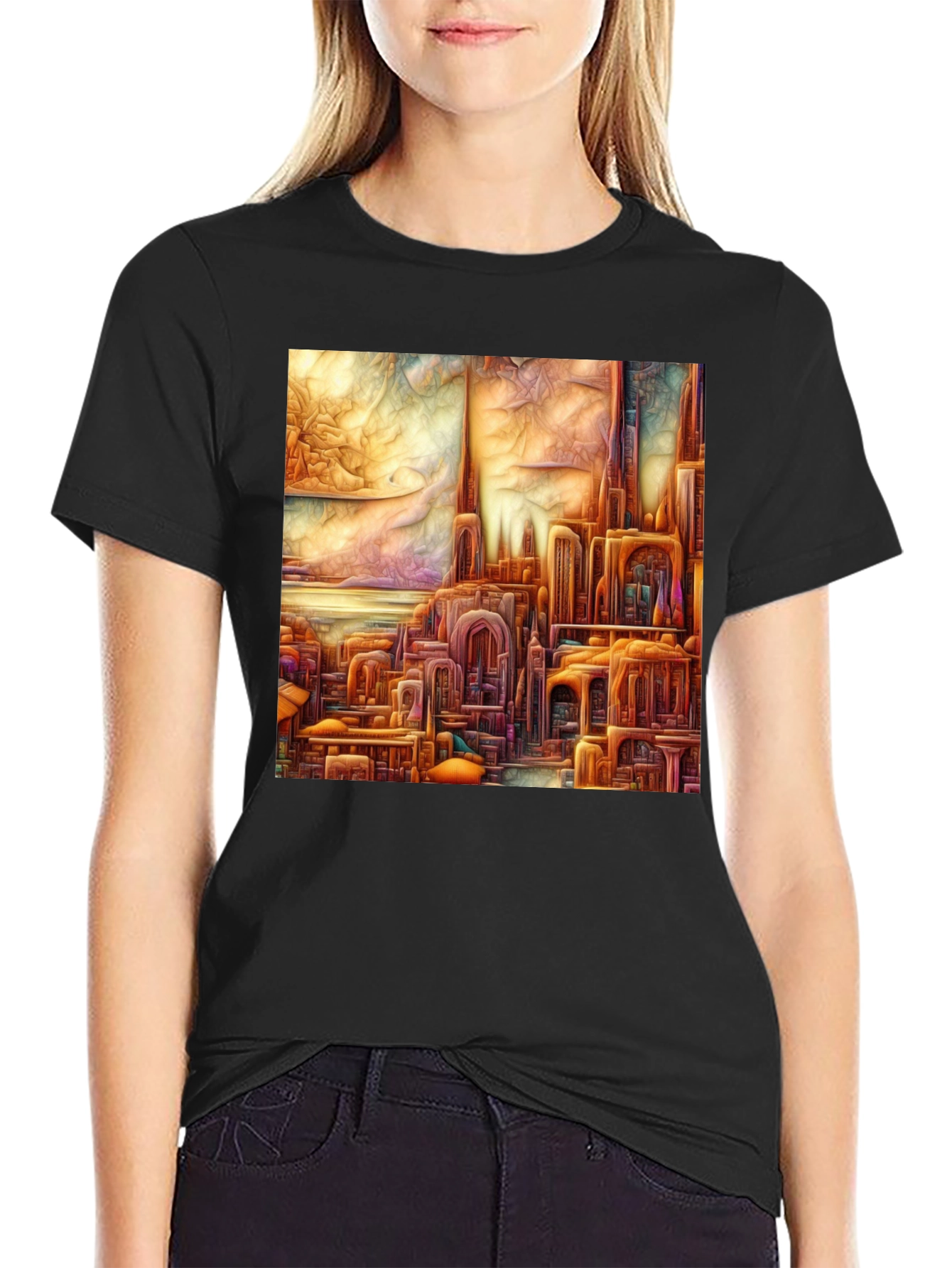 Art Nouveau Cityscape Graphic Tee