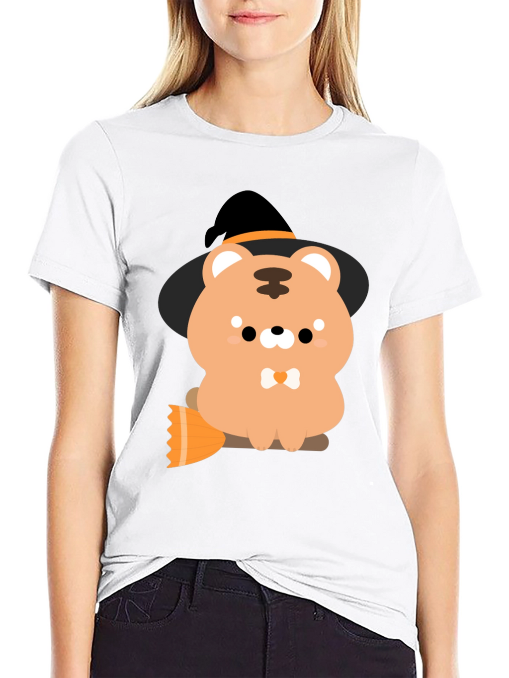 Cute Halloween Bear Witch Graphic Tee