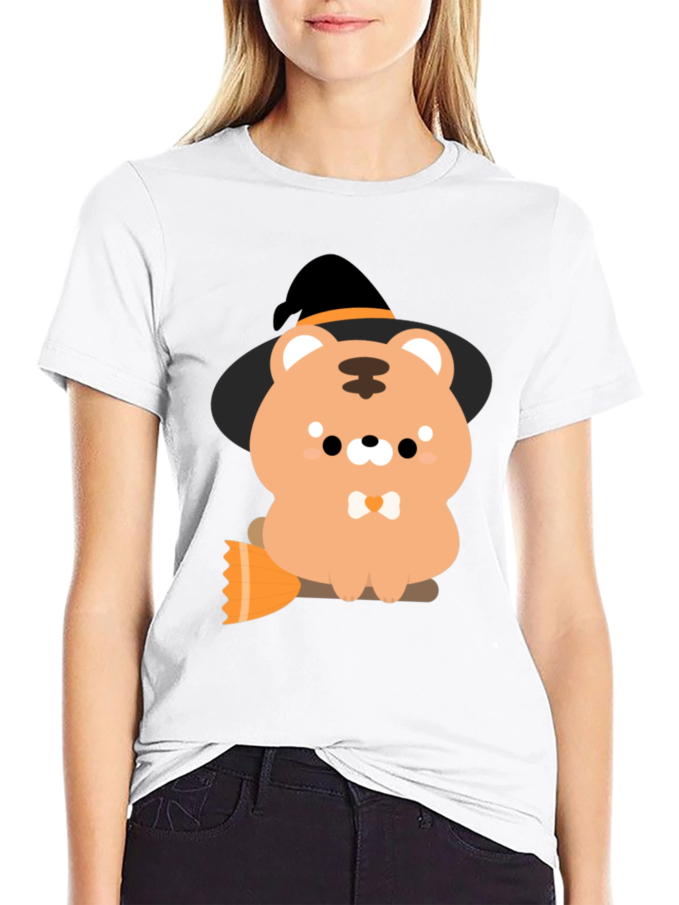 Cute Halloween Bear Witch Graphic Tee